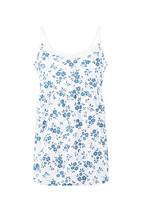 Mama Blue Flowers Atlet Pijama Üstü - 5