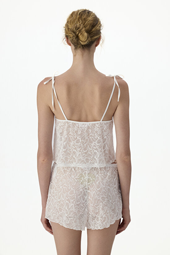 Beyaz Bridal Delicate Şort Pijama Takımı - 3
