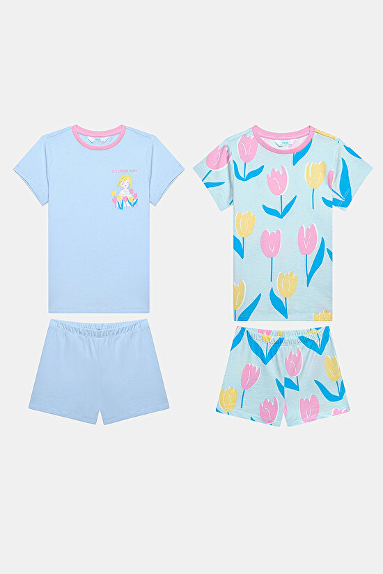 Kız Çocuk Tulip Çok Renkli 2li Pijama Takımı - 1