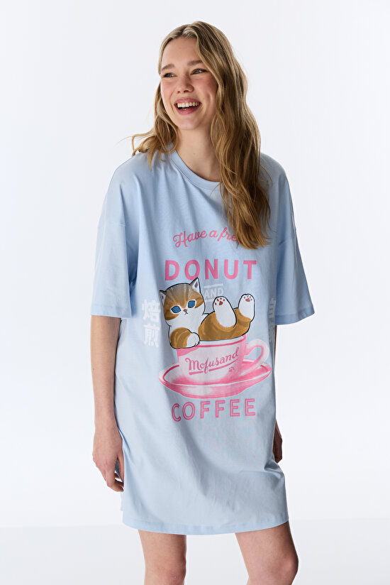 Light Blue Licensed Mofusand Nightgown