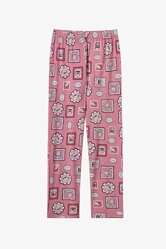 Girls' Pink Kind Mailing Dog Print Long Sleeve Shirt & Trouser Pyjama Set - 3