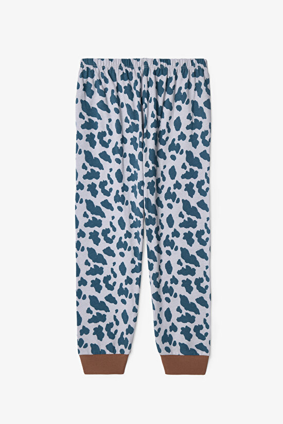 Erkek Çocuk İnek Desenli Uzun Kollu Pamuklu 2'li Pijama Takımı - 4
