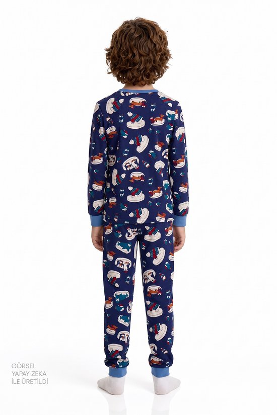 Boys' Blue Winter Animals Long Sleeve 2 Pack Pyjama Set - 3