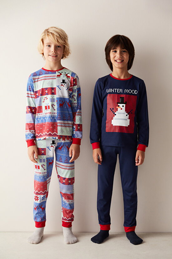 Erkek Çocuk Kış Temalı Pijama Takımı - 3