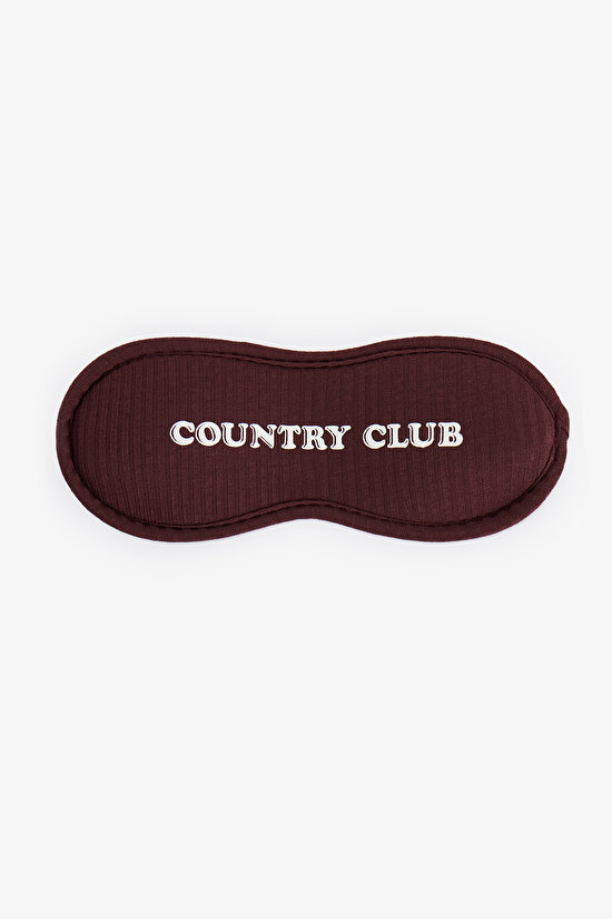 Brown Country Club Slogan Print Sleep Mask - 1