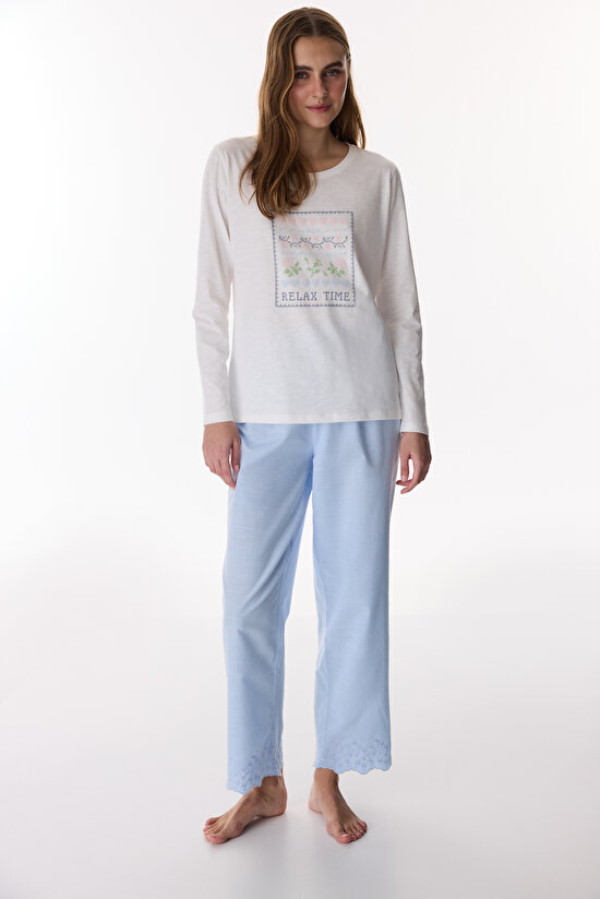 Off-White Relax Time T-Shirt Pajama Top - 3