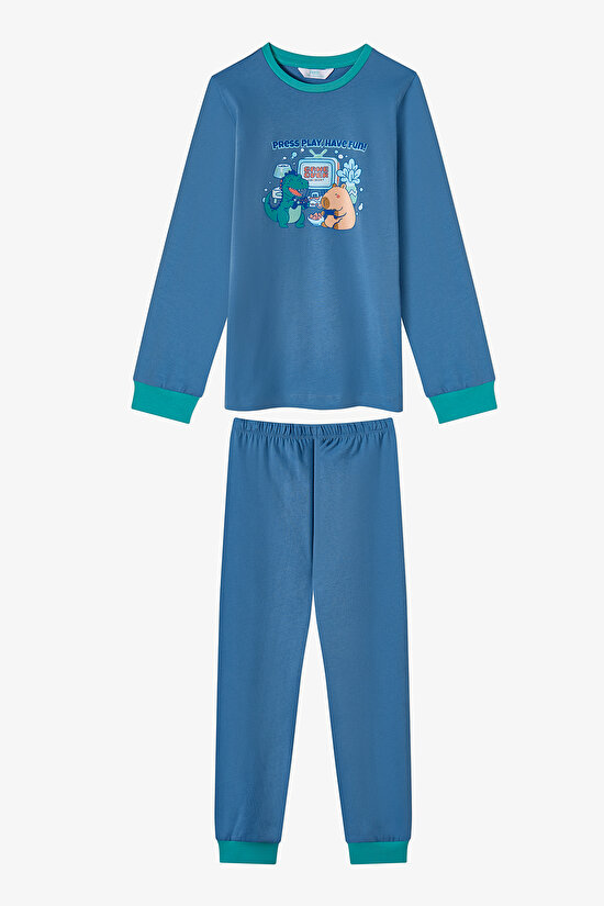 Boys' Capy&dino Together Long Sleeve 2 Pack Pyjama Set - 2