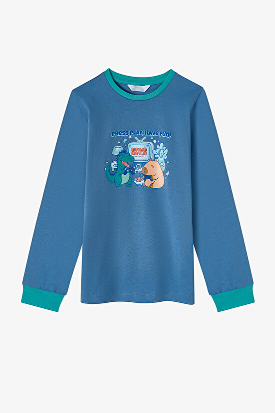 Boys' Capy&dino Together Long Sleeve 2 Pack Pyjama Set - 3