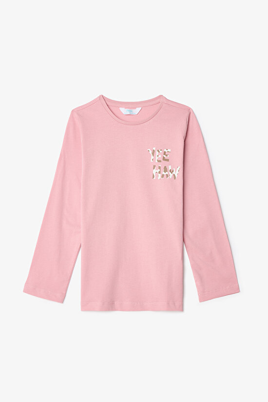 Pembe Kız Çocuk İnek Desenli Uzun Kollu Pamuklu 2li Pijama Takımı - 3