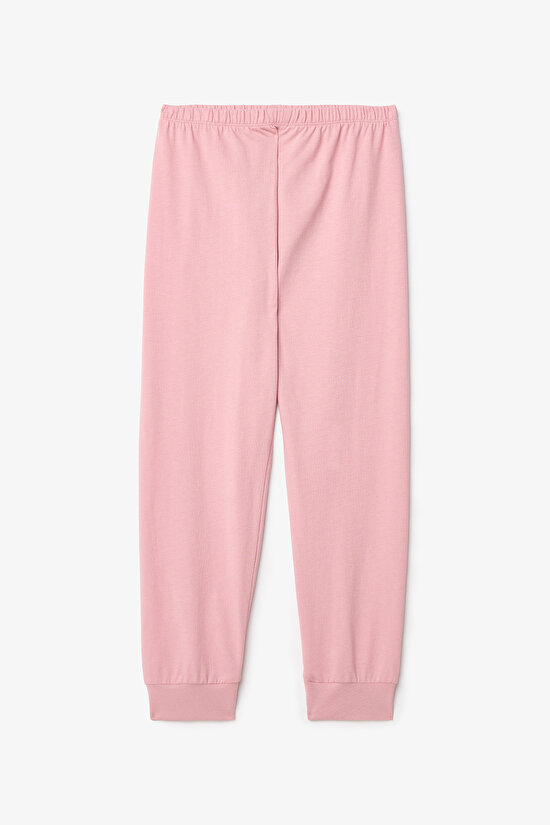 Pembe Kız Çocuk İnek Desenli Uzun Kollu Pamuklu 2li Pijama Takımı - 4