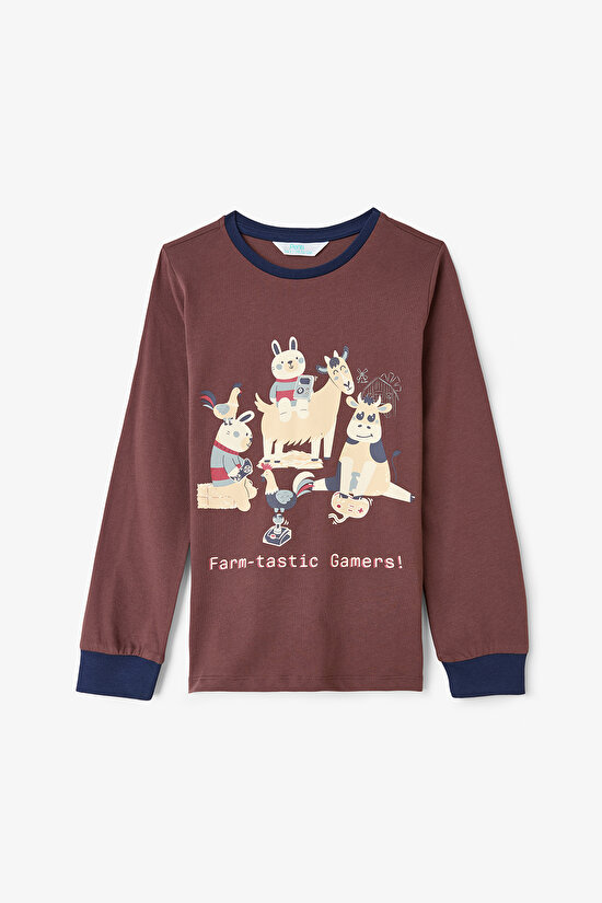 Erkek Çocuk Farm-Tastic Pamuklu Uzun Kollu 2'li Pijama Takımı - 4