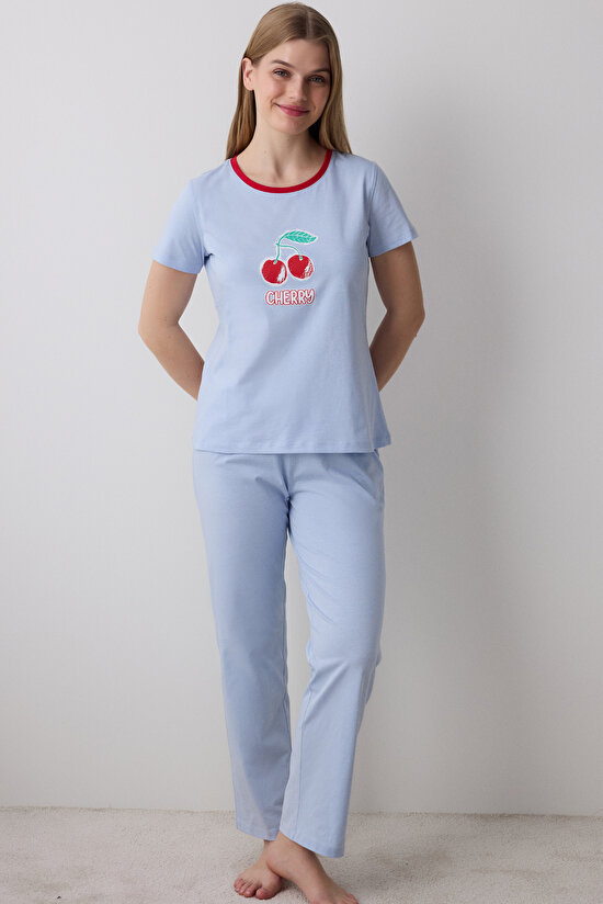 Cherry Pantolon Açık Mavi Pijama Takımı - 1