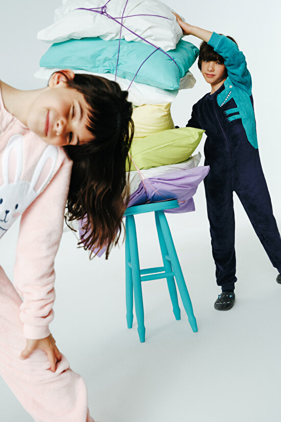 Dark Indigo Boys Dino Zippered Pajama Overalls - 3