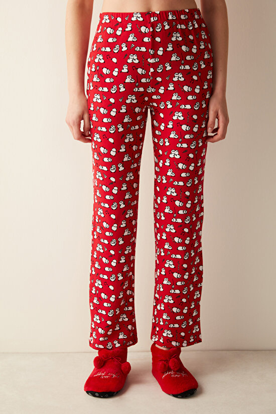 Gift Cute Panda Termal Kırmızı Pijama Altı - 1