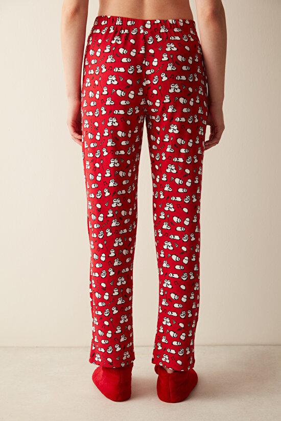 Gift Cute Panda Termal Kırmızı Pijama Altı - 3