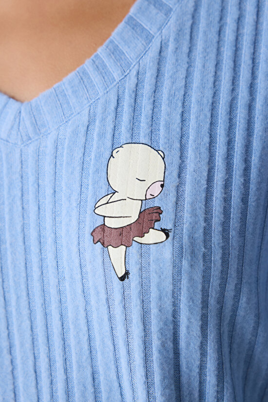 Bearlerina Mavi Pantolon Pijama Takımı - 3