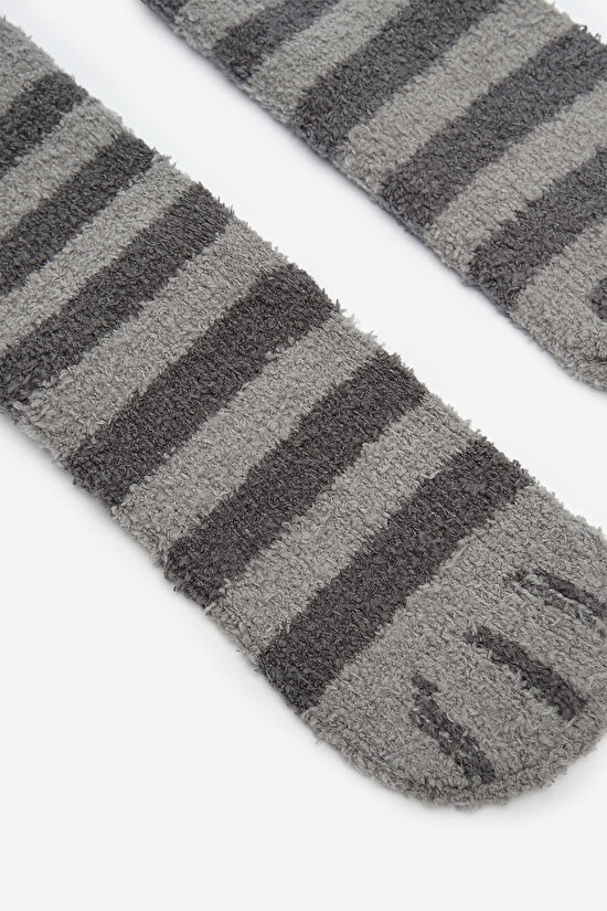 Grey Striped Light Grey Socket Socks - 3