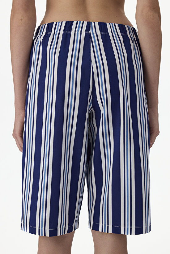 Lacivert Vacation Striped Şort Pijama Altı - 3