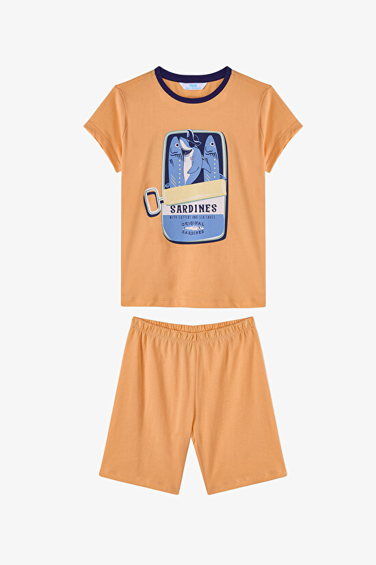 Light Orange Boys Sharkines 2in1 Pajama Set - 2