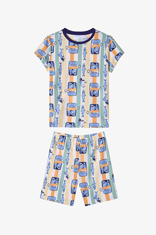 Light Orange Boys Sharkines 2in1 Pajama Set - 5
