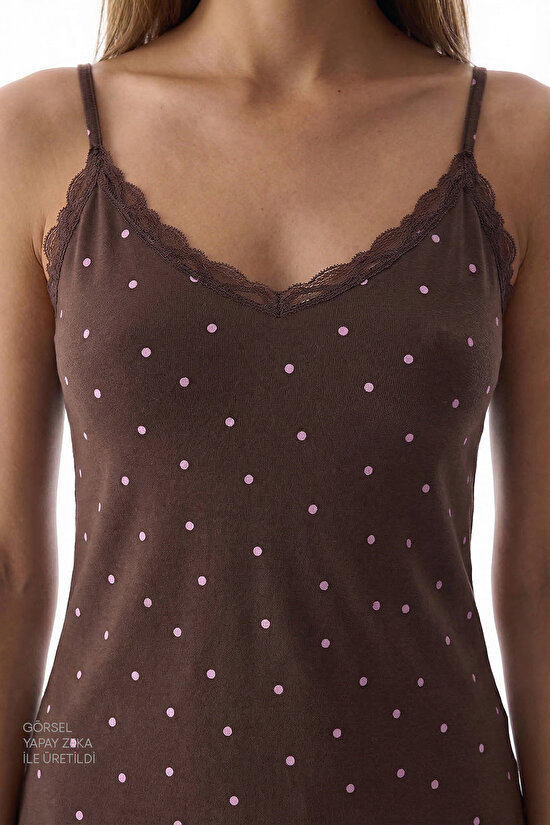 Brown Leila Dotted Shorts Pajama Set - 2