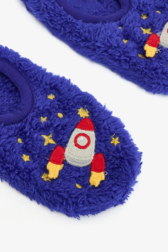 Saks Blue Boys Space Planet Embroidered Non-Slip Sole Home Slippers - 3