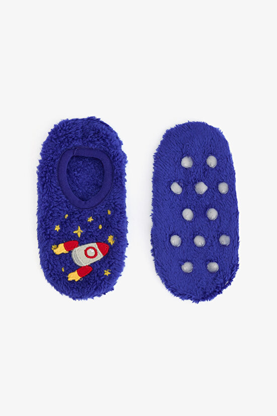 Saks Blue Boys Space Planet Embroidered Non-Slip Sole Home Slippers - 4