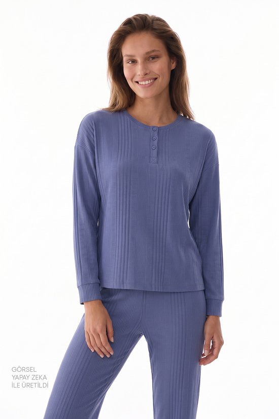 Bej Comfort Time Uzun Kollu Pantolon Pijama Takımı - 2
