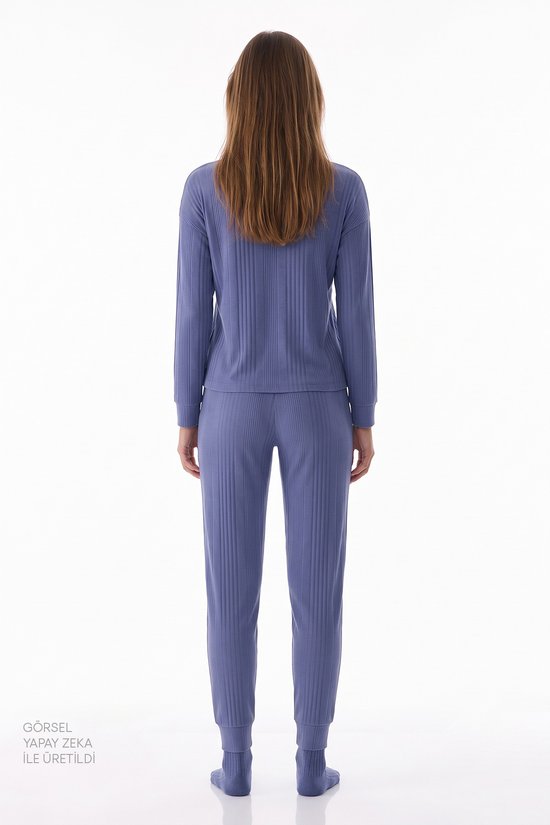 Bej Comfort Time Uzun Kollu Pantolon Pijama Takımı - 3