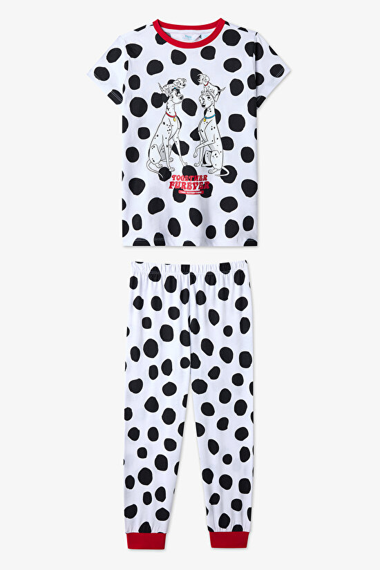 Optical White Unisex Kids Licensed Dalmatians Fam Pajama Set - 1