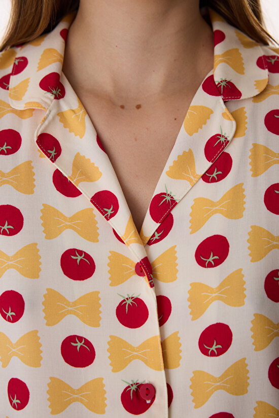 Renkli Pasta Time Gömlek Pantolon Pijama Takımı - 3