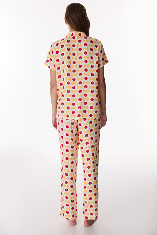 Renkli Pasta Time Gömlek Pantolon Pijama Takımı - 6