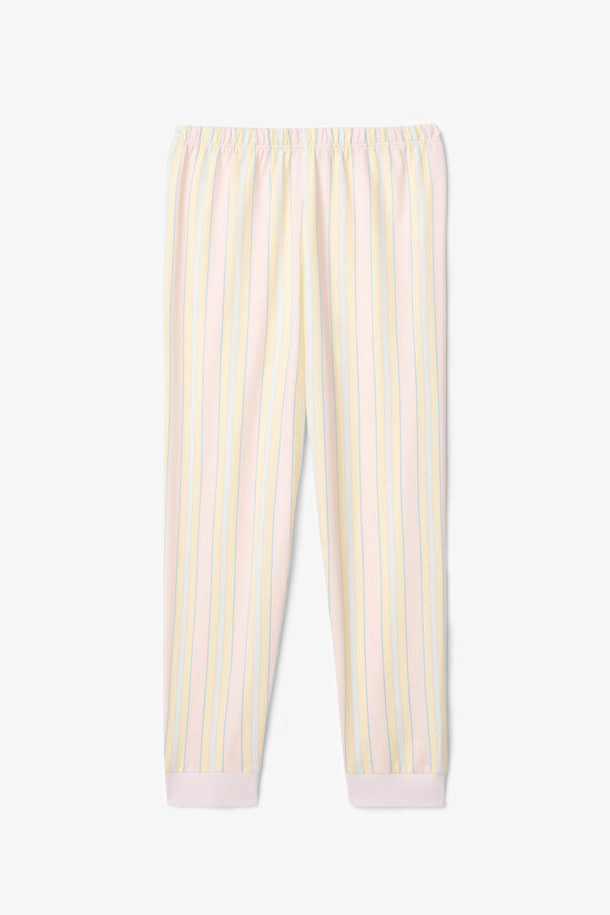 Optik Beyaz Kız Çocuk Çıtır Çiçek Desenli Uzun Kollu Pamuklu 2'li Pijama Takımı - 7