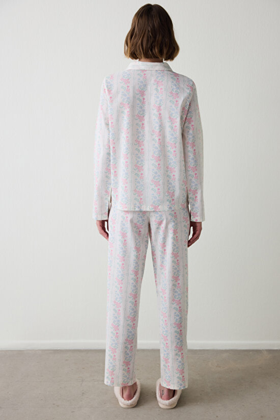 Gardenya Cute Flowers Floral Shirt Collar Long Sleeve Pajama Set Gardenya Cute Flowers Floral Shirt Collar Long Sleeve Pajama Set - 4