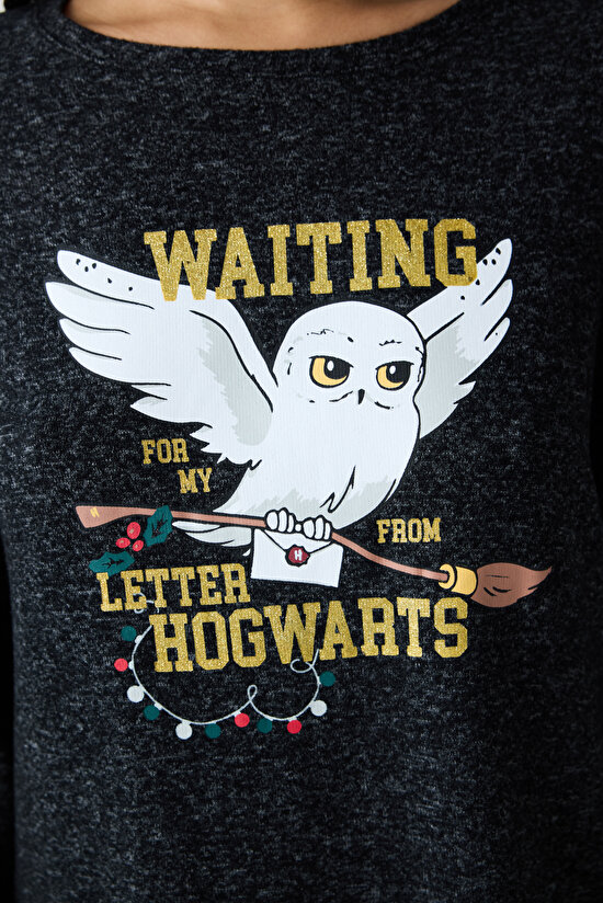 Harry Potter Hogwarts Siyah Pantolon Pijama Takımı - 4
