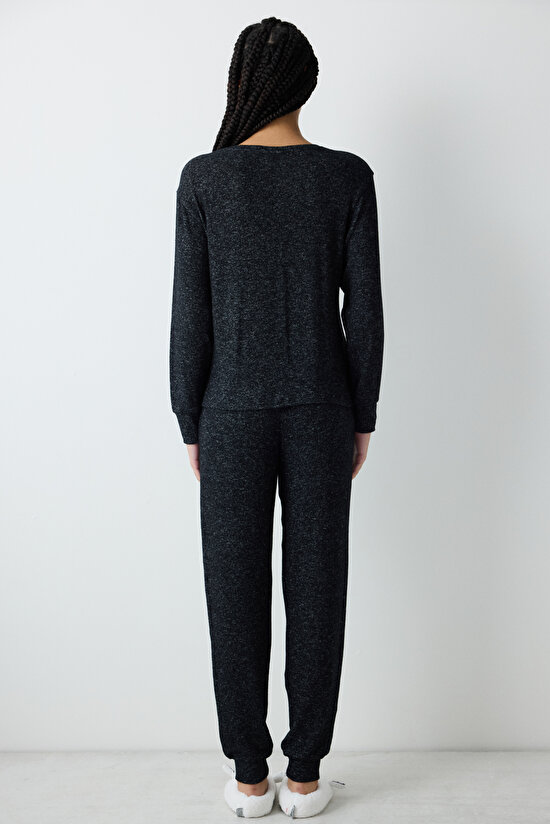 Harry Potter Hogwarts Siyah Pantolon Pijama Takımı - 5