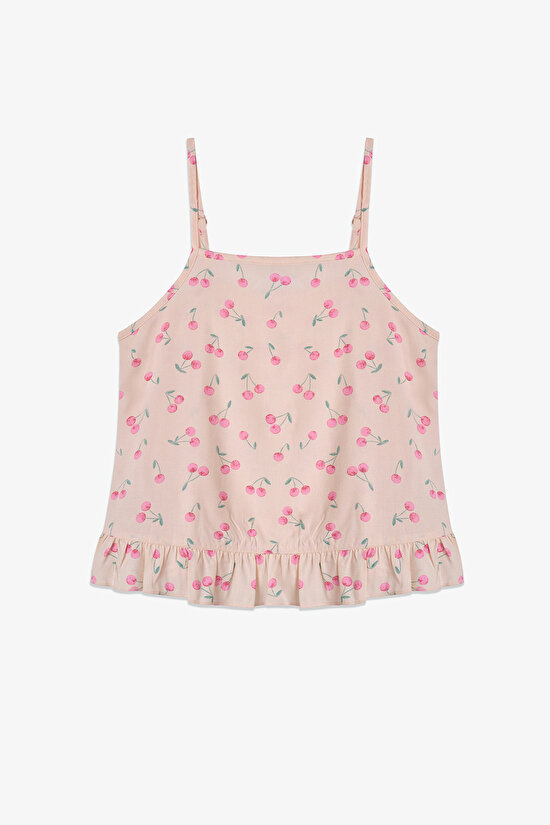 Beige Girls Pinky Cherry Pajama Set - 6