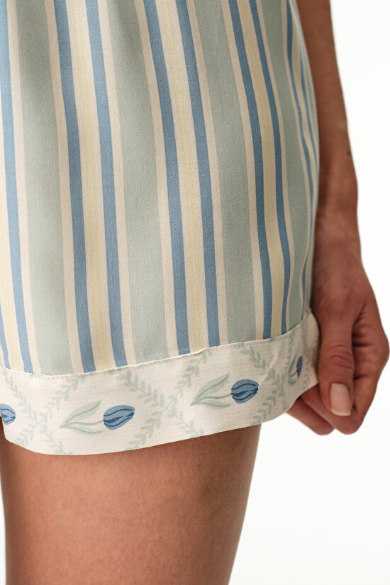 Açık Yeşil Serenity Çizgili Şort Pijama Altı - 3