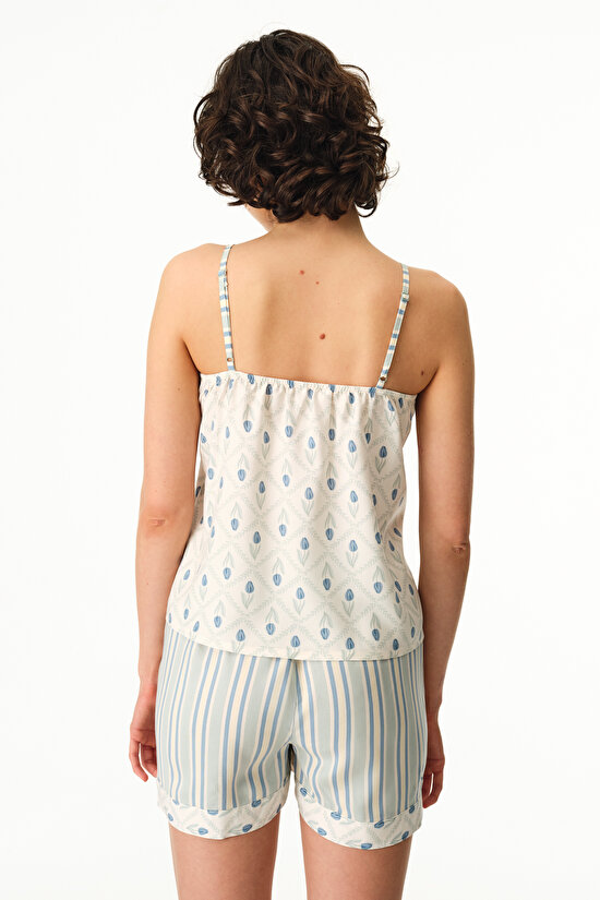 Açık Yeşil Serenity Çizgili Şort Pijama Altı - 4