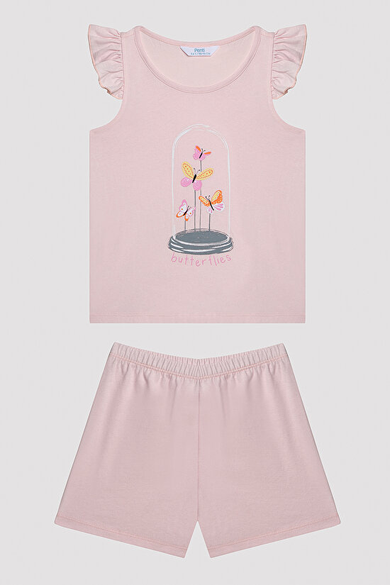 Kız Çocuk Butterfly Çok Renkli 2li Pijama Takımı - 2