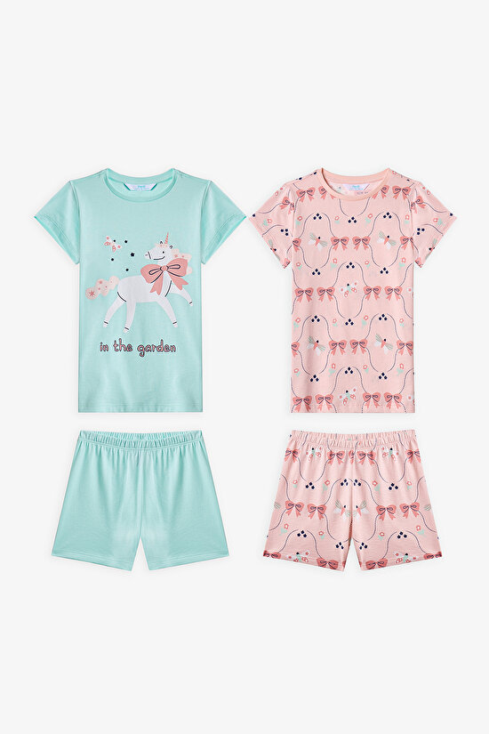 Mint Yeşili Kız Çocuk in The Garden 2'li Pijama Takımı - 1