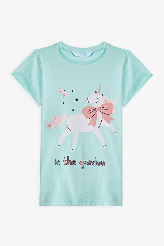 Mint Yeşili Kız Çocuk in The Garden 2'li Pijama Takımı - 3