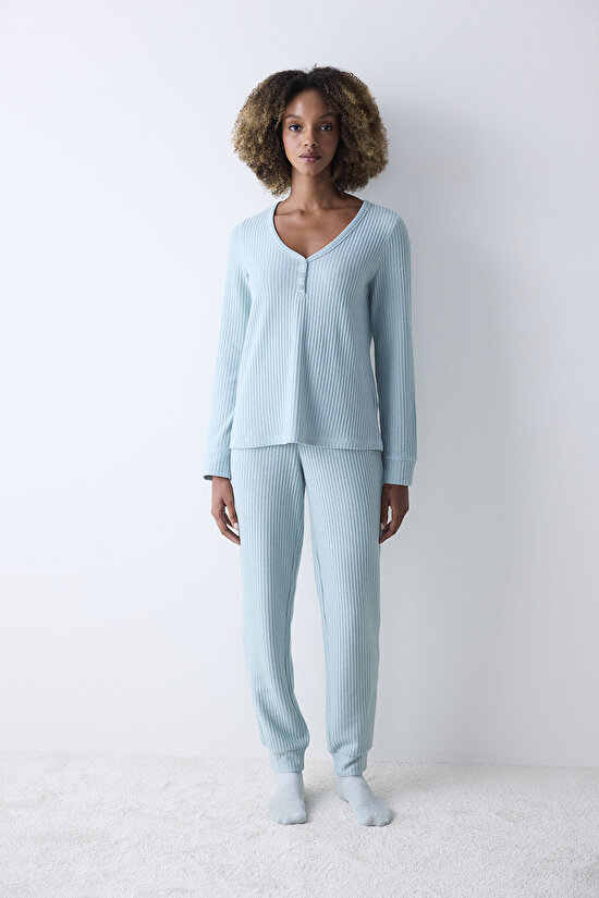 Soft Açık Yeşil Pantolon Pijama Takımı Soft Açık Yeşil Pantolon Pijama Takımı - 3