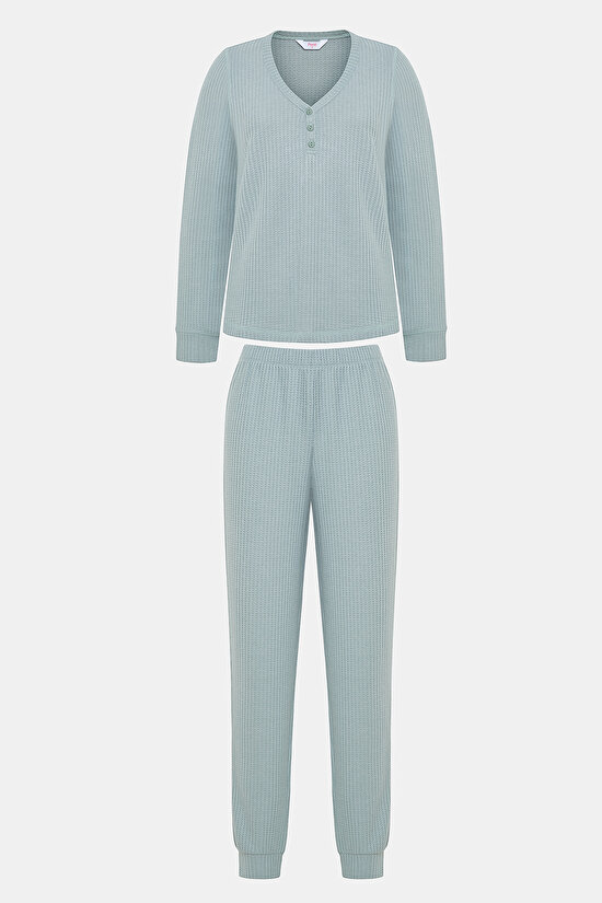 Soft Açık Yeşil Pantolon Pijama Takımı Soft Açık Yeşil Pantolon Pijama Takımı - 7