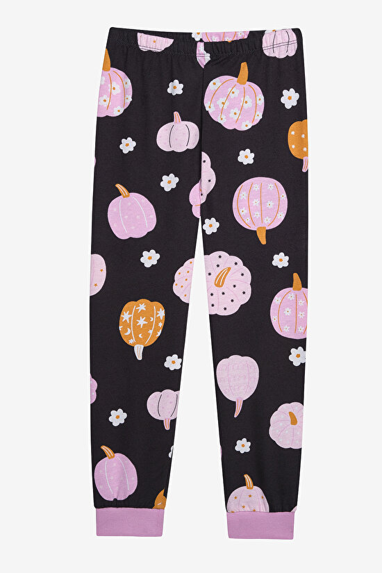 Pamuklu Kız Çocuk Pumpkin Çok Renkli Pijama Takımı - 3