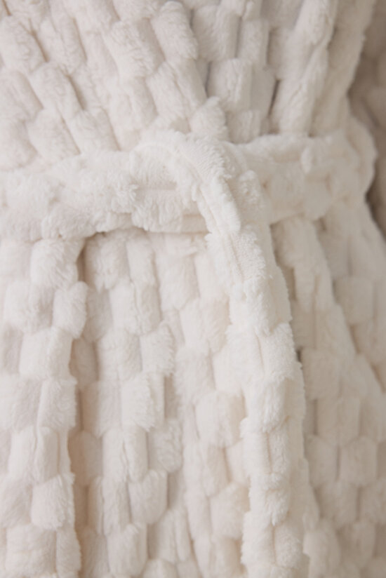 Kırık Beyaz Dreamy Fluffy Kuşaklı Sabahlık - 3