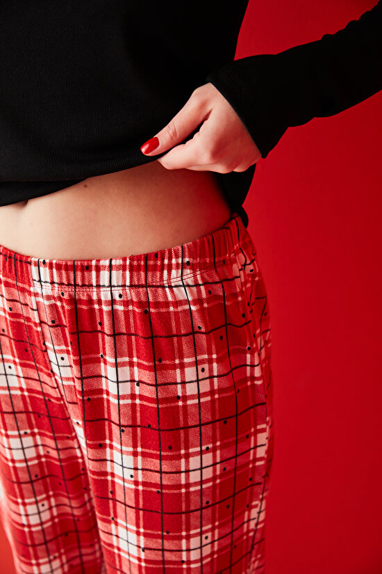 Çok Renkli Ekoseli Termal Pijama Takımı - 5