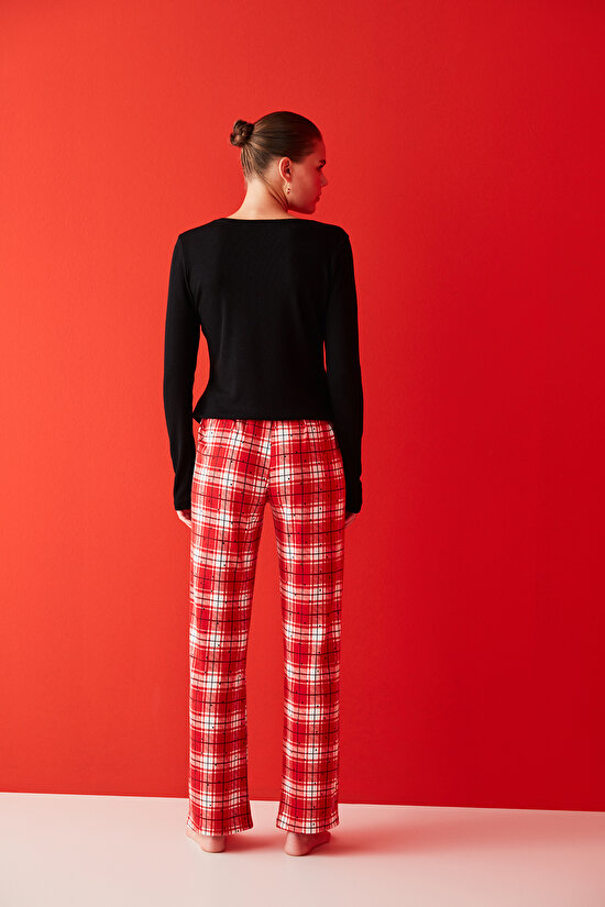 Çok Renkli Ekoseli Termal Pijama Takımı - 7