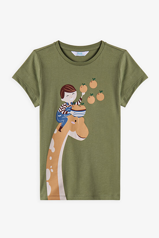 Haki Erkek Çocuk Dino in The Field 2'li Pijama Takımı - 5