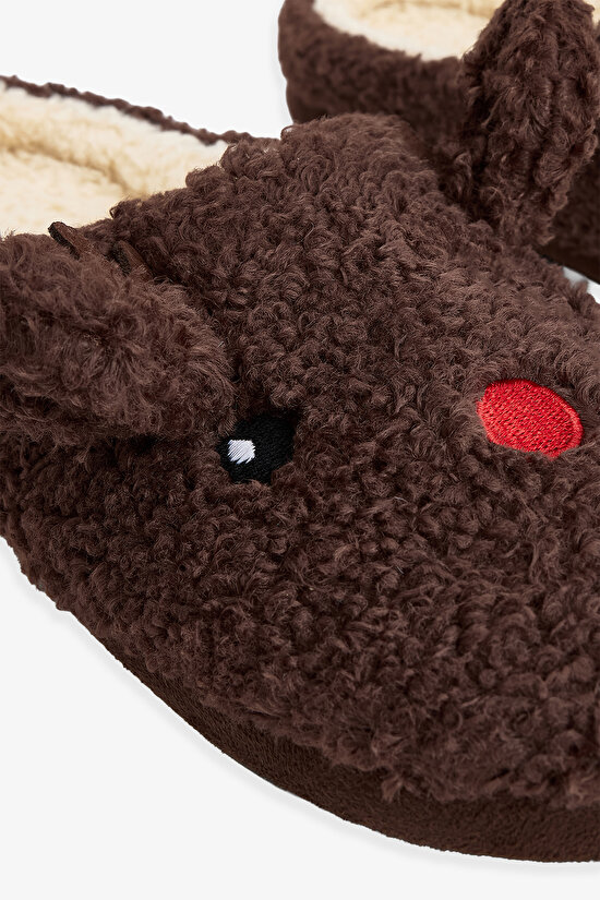 Kahverengi Erkek Geyikli Ev Terliği - 3